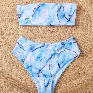 COPY - Shein blue geode swimsuit two piece bikini